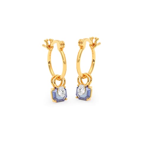 Vivid Violet Detachable Gemstone Hoop Earrings