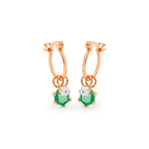 Sage Green Detachable Gemstone Hoop Earrings