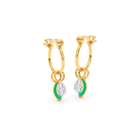 Green Marquise Detachable Gemstone Hoop Earrings