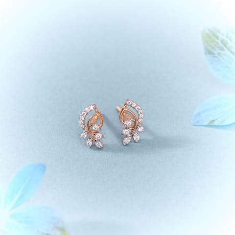 Leafy Gleam Diamond Stud Earrings