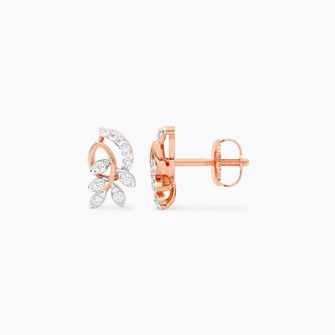 Leafy Gleam Diamond Stud Earrings