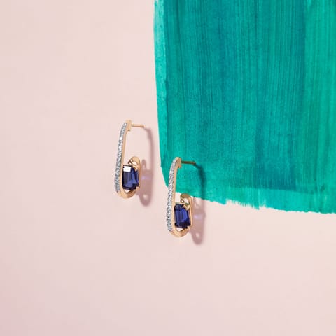 Swaying Sapphire Gemstone Hoop Earrings Swaying Sapphire Gemstone Hoop Earrings