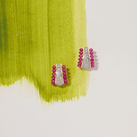 Red Beads Detachable Gemstone Hoop Earrings