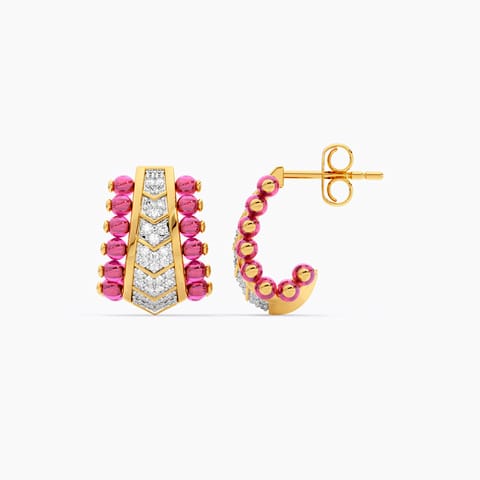 Red Beads Detachable Gemstone Hoop Earrings