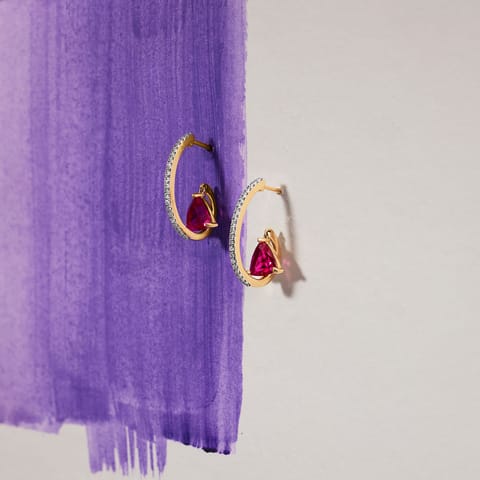 Swaying Pink Gemstone Hoop Earrings