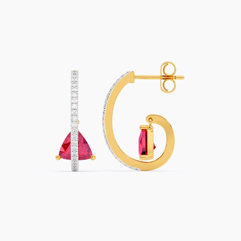 Swaying Pink Gemstone Hoop Earrings