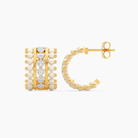 Ivory Beads Detachable Gemstone Hoop Earrings