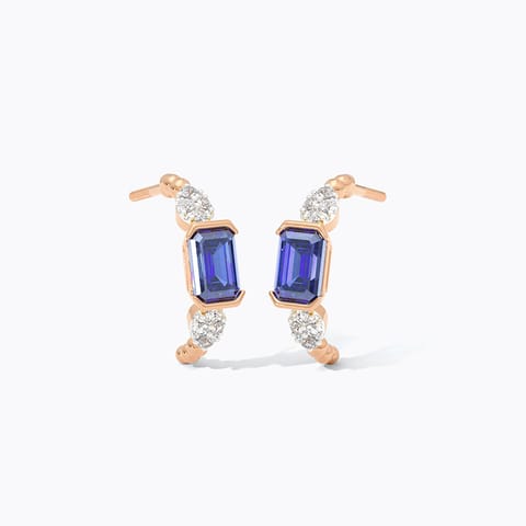 Blue Ocvate Gemstone Hoop Earrings Blue Ocvate Gemstone Hoop Earrings