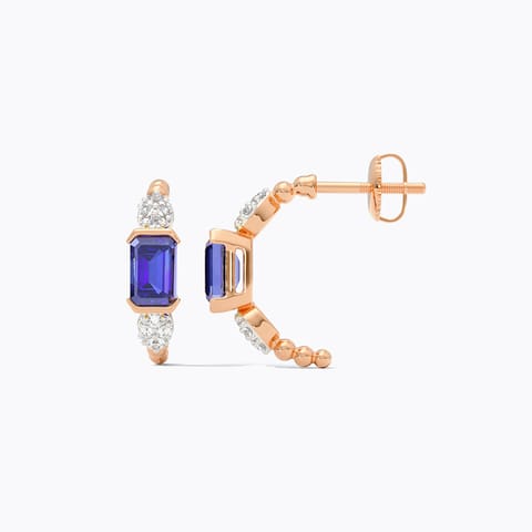 Blue Ocvate Gemstone Hoop Earrings Blue Ocvate Gemstone Hoop Earrings