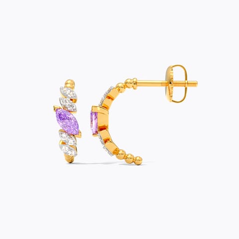 Sleek Amethyst Gemstone Hoop Earrings Sleek Amethyst Gemstone Hoop Earrings