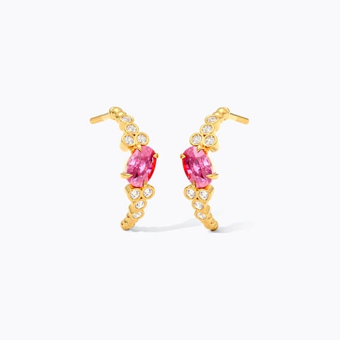 Sleek Pink Gemstone Hoop Earrings Sleek Pink Gemstone Hoop Earrings