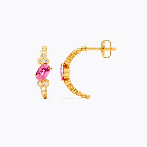 Sleek Pink Gemstone Hoop Earrings Sleek Pink Gemstone Hoop Earrings