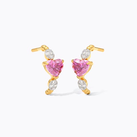Pink Heart Gemstone Hoop Earrings Pink Heart Gemstone Hoop Earrings