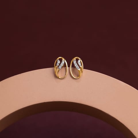 Oval Line 9KT Diamond Stud Earrings