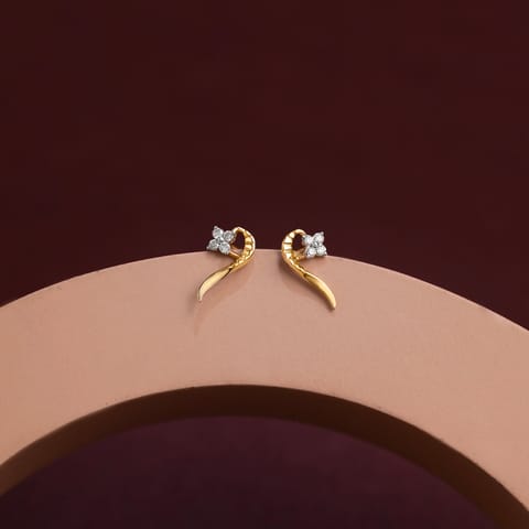 Linear Wave 9KT Diamond Stud Earrings
