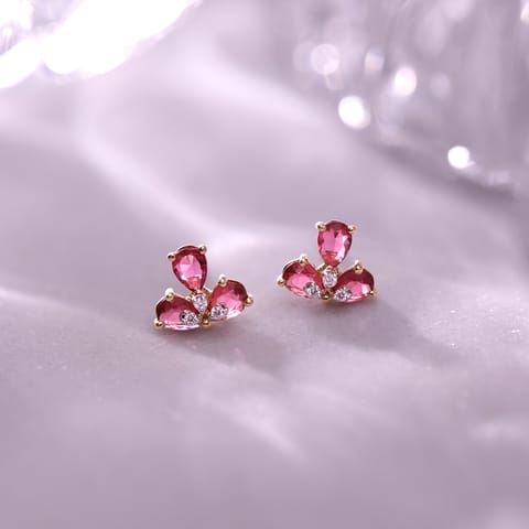 Pink Comet 9KT Gemstone Stud Earrings