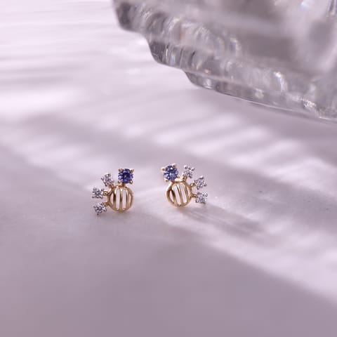 Elite Blue 9KT Gemstone Stud Earrings