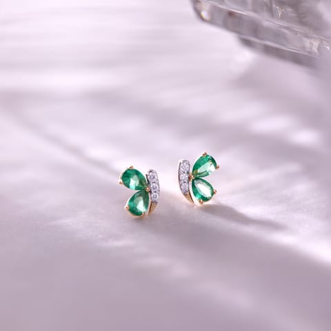 Green Butterfly 9KT Gemstone Stud Earrings