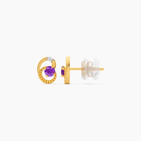 Purple Swirl 9KT Gemstone Stud Earrings
