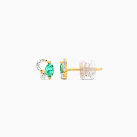 Emerald Gleam 9KT Gemstone Stud Earrings