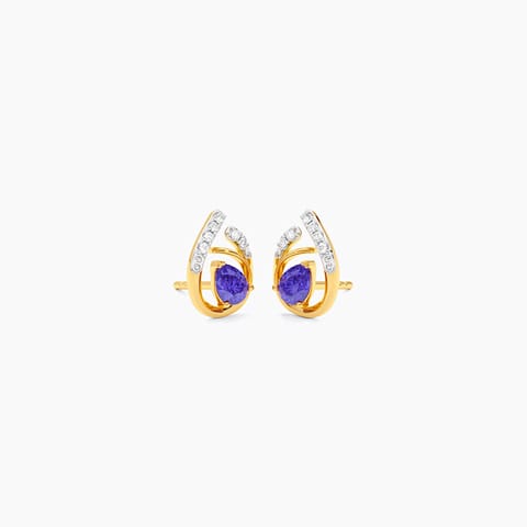 Blue Droplet 9KT Gemstone Stud Earrings