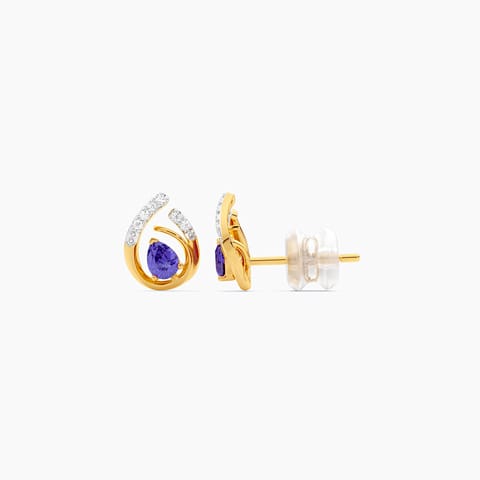 Blue Droplet 9KT Gemstone Stud Earrings