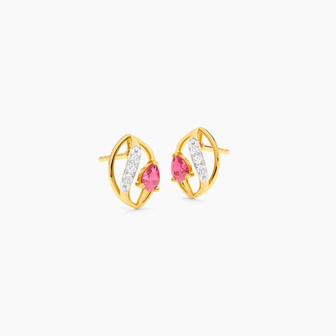 Pink Trace 9KT Gemstone Stud Earrings