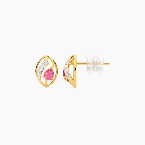 Pink Trace 9KT Gemstone Stud Earrings