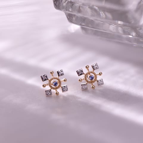Blue Kolam 9KT Gemstone Stud Earrings