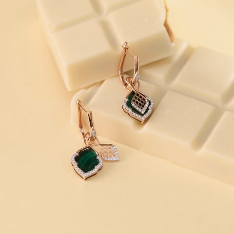 Imperial Malachite Gemstone Hoop Earrings