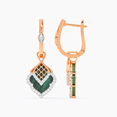 Imperial Malachite Gemstone Hoop Earrings Imperial Malachite Gemstone Hoop Earrings