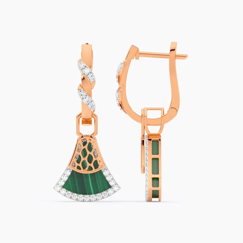 Swaying Malachite Gemstone Hoop Earrings