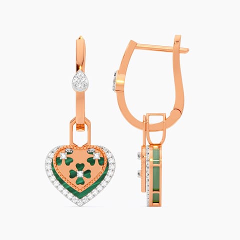 Heart of Malachite Gemstone Hoop Earrings