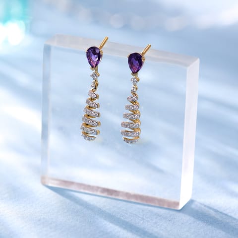 Purple Swirl Gemstone Drop Earrings