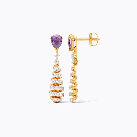 Purple Swirl Gemstone Drop Earrings