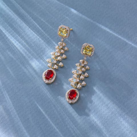 Golden Zest Gemstone Drop Earrings