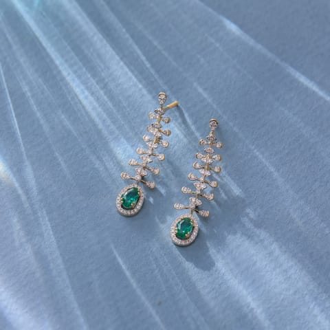 Green Flame Gemstone Drop Earrings