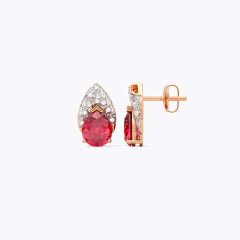 Gilded Red Gemstone Stud Earrings