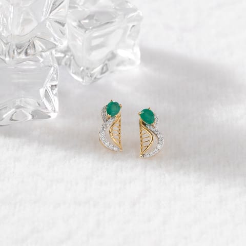 Green Glint Gemstone Stud Earrings