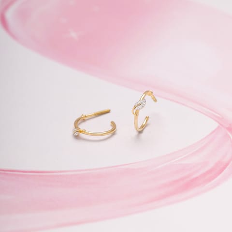 Thin Gleam 9KT Diamond Hoop Earrings