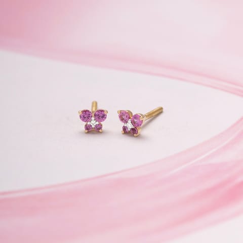 Pink Dots 9KT Gemstone Stud Earrings