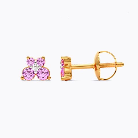 Pink Dots 9KT Gemstone Stud Earrings
