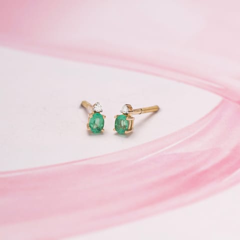 Green Orb 9KT Gemstone Stud Earrings