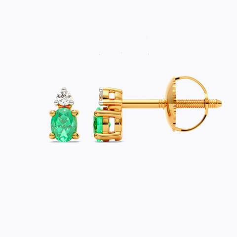 Green Orb 9KT Gemstone Stud Earrings