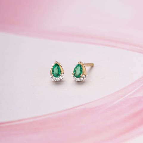 Tiny Pear 9KT Gemstone Stud Earrings