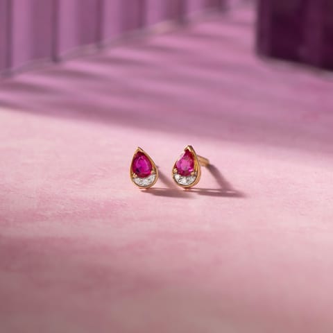 Petite Pear 9KT Gemstone Stud Earrings