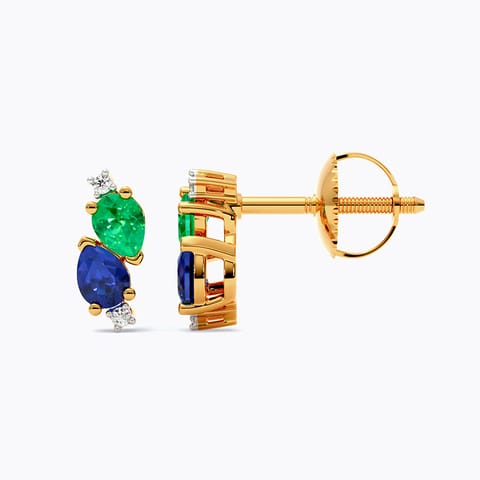 Blue & Green 9KT Gemstone Stud Earrings