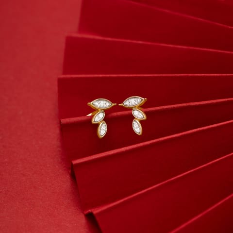 Trine Leaf 9KT Diamond Stud Earrings
