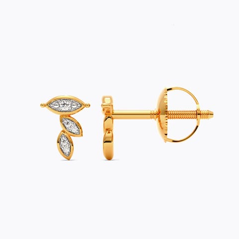 Trine Leaf 9KT Diamond Stud Earrings