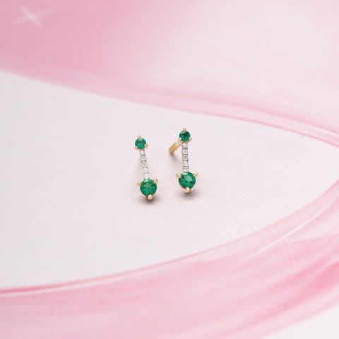 Green Dots 9KT Gemstone Stud Earrings